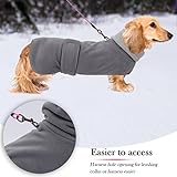 Geyecete-Polarfleece Winter hundemantel fur Dackel,Miniatur Dackel Pullover,Warmes Einstellbar Hundejacke Hundeweste mit Geschirr öffnung-Grau-XS