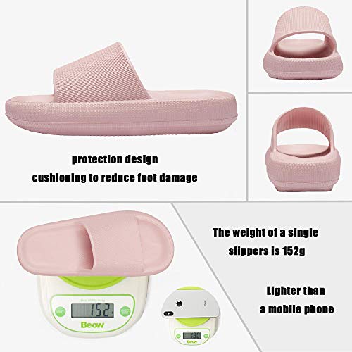 Slippers for Women and Men Quick Drying Slide Sandal with Thick Sole Non-Slip Soft Shower Slippers Open Toe Spa Bath Pool Gym House Sandals for Indoor & Outdoor Pink37-38