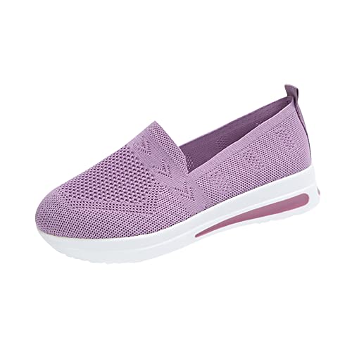 SAUTRV Moda para mujer de malla de color sólido transpirable suela gruesa cómoda casual ciclismo Shies, Purple, 39 EU