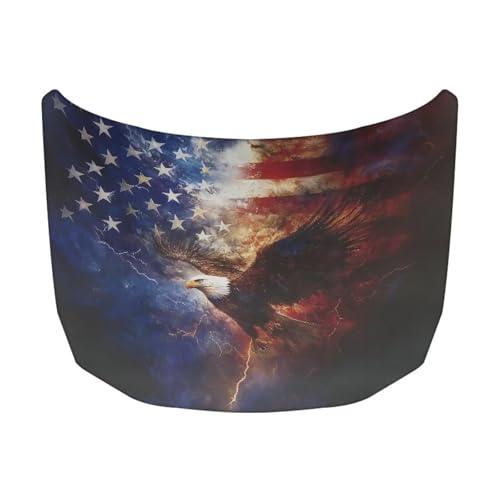 Image of American Flag Eagle Car Hood Cover Car Hood Protector Elastic Polyester 4th of July Patriotic Decorations Automotive Exterior Accessories for Sedans SUV Trucks Pickup