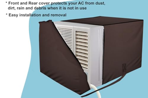 Image of Stylista Window ac Cover Suitable for O-General 1.1 Ton AMGB12FAWB-B, Coffee Color Elastic fit Cover for Front and Rear of Window Ac