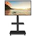 Rolling TV Stand for 32-70 Inch Flat Curved LED LCD OLED Screens up to 100lbs Height Adjustable Mobile TV Cart with Lockable Wheels & Laptop Shelf for Bedroom Outdoor Office Black