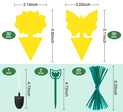 60 Pack Fruit Fly Trap, Fungus Gnat Trap Killer Protect Plants Indoor Outdoor, Double Sided Yellow Bug Sticky Traps for Fungus Gnat, Fruit Fly and Other Insects