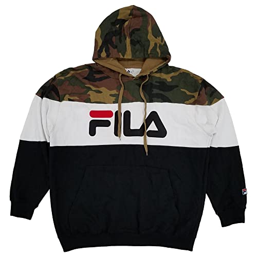 Fila Mens Big & Tall Camouflage White Black Pullover Hoodie Sweatshirt 3XL