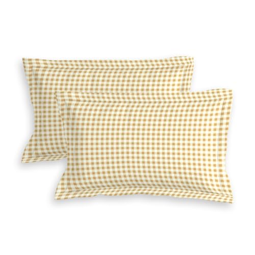 Image of MORADO Premium Glace Cotton 210 TC Double Bedsheet with 2 King Size Pillow Covers,90x100 Inches,Brown Check