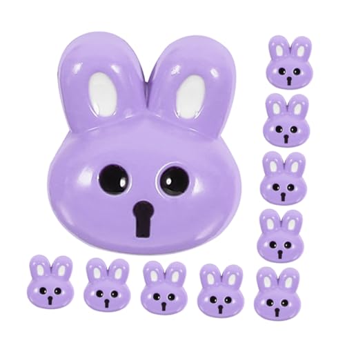 NUOBESTY 10pcs Purple Rabbit Shaped Sewing Buttons Boys and Girls Clothing Decorative Resin Craft Buttons for Easter DIY Garments and Accessories