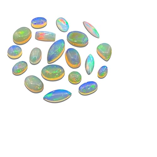 Natural 2 Cts Calibrated AAAA+ Ethiopian Opal Gemstones Cabochons Lot 4-6 MM Multi Fire Welo Opal Stones for Jewelry Making Supplies Healing Crystals Gems Loose Gemstones 7-10 Pcs