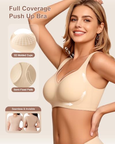 Image of Bras for Women Jelly Wireless Supportive Seamless Full Coverage Push Up No Underwire Comfort Plus Size for Older Women