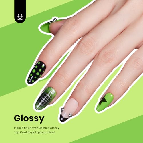 Image of Beetles Forest Green Gel Polish - 15ml Lime Green Gel Polish Solid Neon Color Soak Off LED UV Manicure Day Nails Art Design Salon Home DIY for Women & Girls