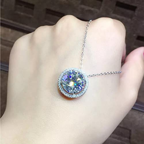 Collier argent 925 femme avec pendentif rond serti de pierres éclatantes