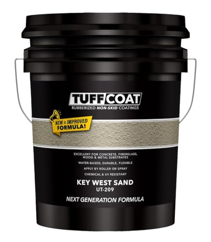 Image of Tuff Coat Medium Texture Rubberized Non-Skid Deck Coating - Textured Non-Slip Safety Surface for Pool Decks, Docks, Boat Ramps, Patios, Walkways & High-Traffic Areas (UT-209 Key West Sand 5-gallon)