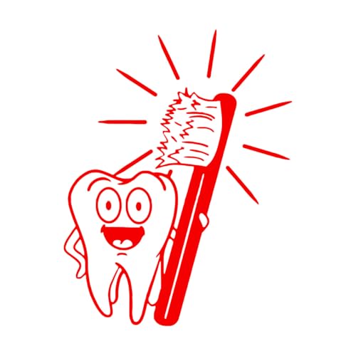 Zahn Wandaufkleber Vinyl Abstrakte Zahnarzt Dental Klinik Dekor Wand Aufkleber Hause Dekorative Badezimmer Wandbild-XL-100x129cm-Red