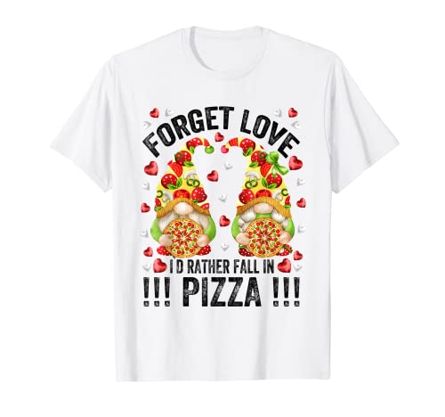 Unique Pizza Lover Gnome For Women Funny Anti Valentines Day Camiseta