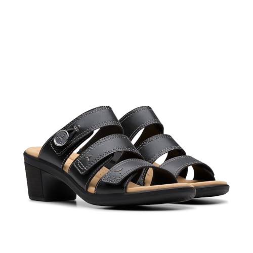 Clarks Clarks Women's Emily2 Adella Heeled Sandal, Black Leather, 8 M US