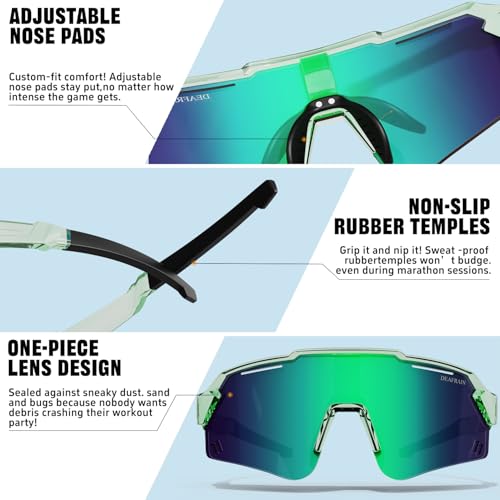 DEAFRAIN Kids Sport Sunglasses Youth Baseball Sun Glasses Polarized Cycling Softball Glasses for Boys Girls Age 7-144