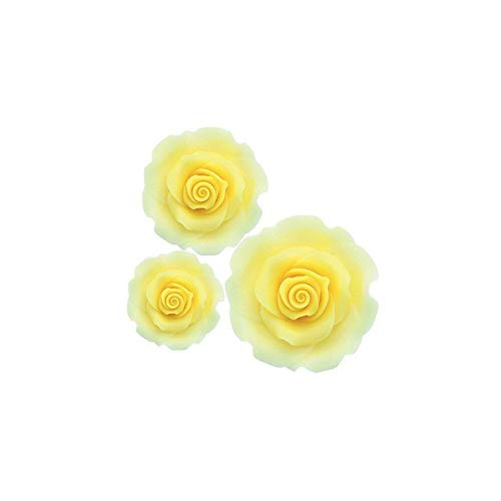 SugarSoft Ombre Yellow Sugar Soft Roses - Mixed Pack of 38mm, 50mm, 63mm - Boxed 12