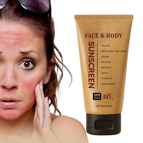 Yabauuop Protector Solar Ligero, 85g Protector Solar Rostro y Cuerpo, SPF50 Producto Hidratante Corporal No Graso Protección UV Deportes Viajes Escuela Playa Diario Unisex