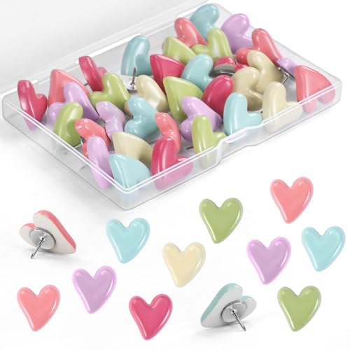 GOOLADA 36 Pieces Push Pins Cute, 6 Colors Decorative Pushpins, Thumb Tacks for Bulletin Board Cork Board Wall Cubicle Accessories