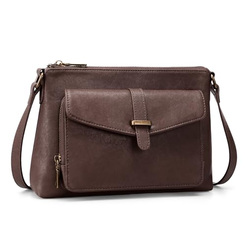 Befen Leather Crossbody Bag with RFID Wallet, Coffee
