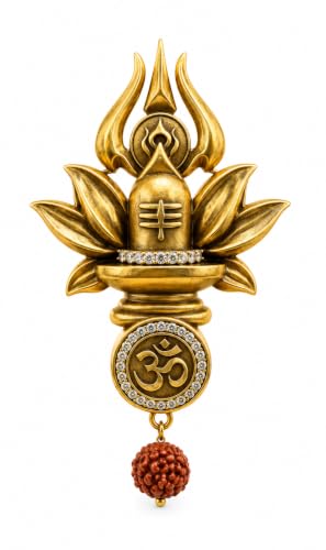 Miskari Mahadev Shivling Trishul Brooch Pin for Men | Antique Gol...