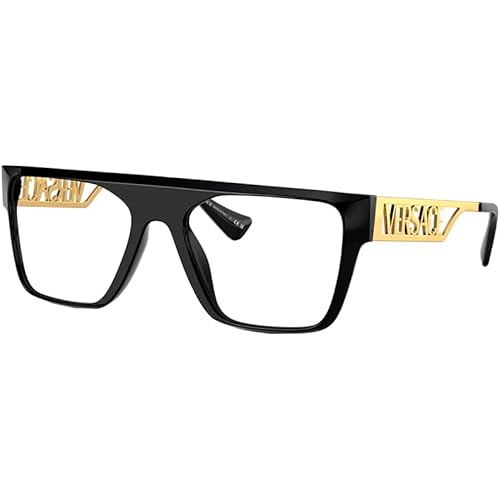 Versace VE 3326U GB1 Black/Gold Plastic Rectangle Eyeglasses 55mm