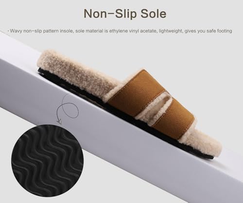 Gebal Hermess Fuzzy Slippers - Women's Cushioned Sandals in Genuine Suede3