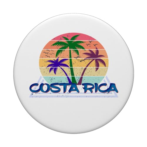 Costa Rica Palm Trees Cocktail Resort Souvenir Beach Life PopSockets Swappable PopGrip, Black - Image 3