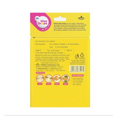 Pidilite Fevicol Multi Use Glue Drops for Events, Decorations & Craft Projects (24 dots)