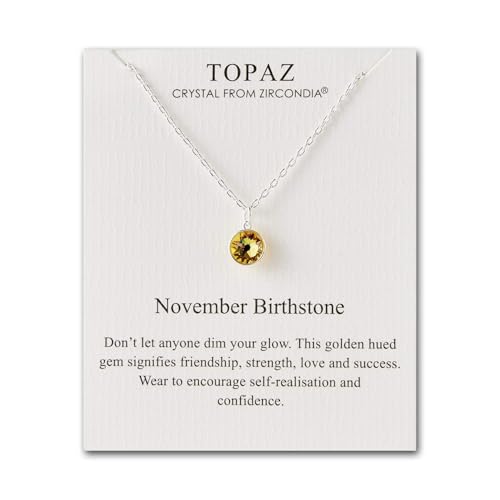 Philip Jones November (Topaz) Birthstone Necklace Created with Zircondia® Crystals