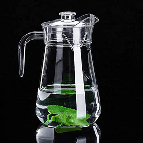 Wasserkrug aus Glas, Karaffe, Wasserkaraffe, Acrylkaraffe, Glaskaraffe, transparent, mit Deckelauslauf for kalte, heiße Wassergetränke, Eistee, hausgemachte Getränke, Milch (Size : 1.5L)