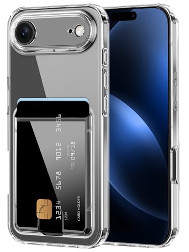 Shecaset for iPhone Air Wallet Case/iPhone 17 Air Wallet Case with Card Holder (3 Cards) Soft TPU Slim Shockproof Protective for Women Girl Men Cover for Apple iPhone 17 Air 6.5 inch (2025) Clear
