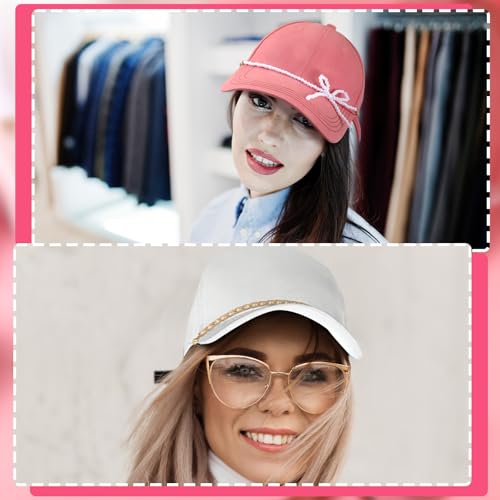 Image of Geyoga 9 Pcs Trucker Hat Chains Trucker Hat Charms Women Man Bill Decoration Detachable DIY Metal Chain for Mesh Baseball Cap(Gold White,Pearl)