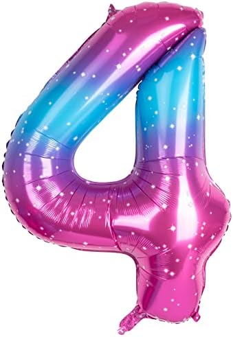 40" Giant Rainbow Helium Foil Number Balloons Self Inflating 0-9, Large Number 2 Balloon Gradient for Girls Boys Birthday Party Decorations/Anniversary Supplies - Number 2