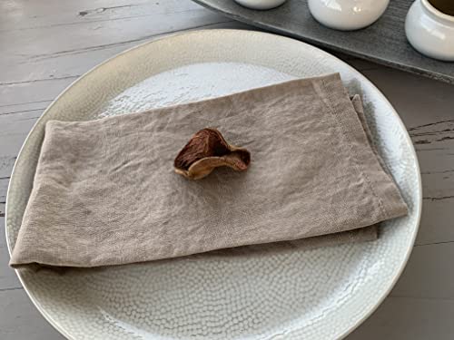 Linen Napkins –100% French Flax – Stonewashed Pure Linen Cloth Napkins - Size 18 Inch X 18 Inch – Set Of 4 (Natural Rustic Taupe) #TOP5