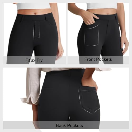 Dress Work Pants Women Business Casual Slack Trousers Stretchy Pull On Office Flare Pants with Pockets4