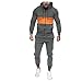 Sport Tuta Uomo Allenamento Fitness Felpa Top Pantaloni Imposta Tuta Sportiva Tuta Splicing Stampa con Cerniera (XL,Grigio Scuro)