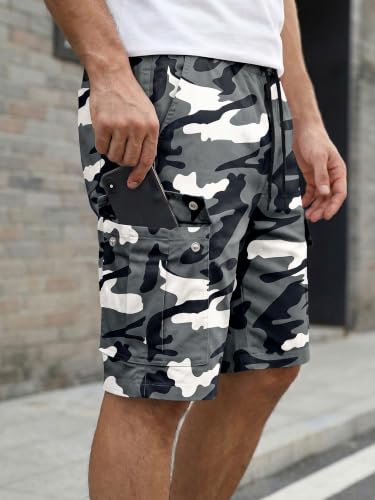 Image of JMIERR Mens Casual Cotton Twill Cargo Shorts Drawstring Classic Chino Stretch Short with 6 Pockets