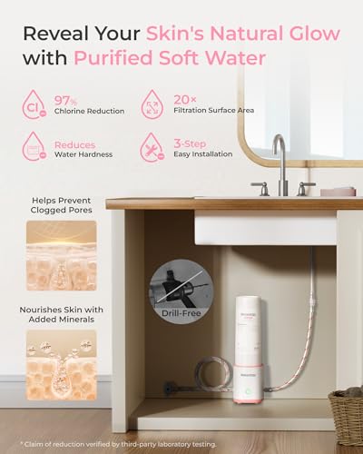 Image of Waterdrop BFU3 Bathroom Sink Filter for Skincare, No Drilling Required, Time Reminder, Reduces Chlorine & Scale in Water, Reduces Skin Redness and Irritation, for Cold Water Supply Only