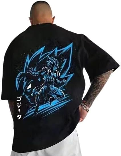 Men's Oversized Black Cotton Blend T-Shirt – “Blue Chil” Design. This Premium Oversized T-Shirt is Crafted from 100% Cotton