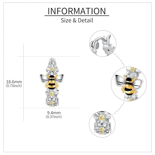 ONEFINITY Honey Bee Earrings 925 Sterling Silver Daisy Hoop Earrings Bee Flower Animal Floral Jewelry Mothers Gifts for Women Mom Grandma3