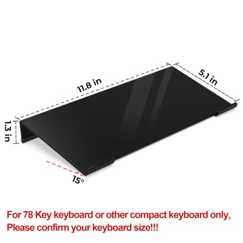 Image of Egchi Computer Keyboard Stand for Desk 78 Keys, 11.8 x 5.1 Inch Keyboard Tray, Black Acrylic Keyboard Riser Lift, Apple Keyboard Holder