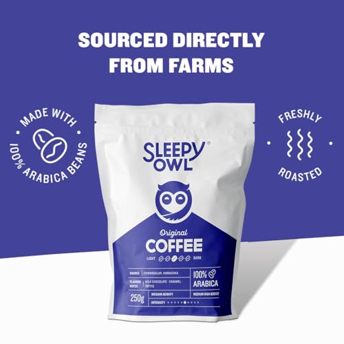 Image of Sleepy Owl Original Medium Roast Whole Coffee Beans | 250g | 100% Arabica | Freshly Roasted
