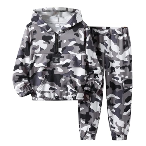 Boys Clothes Kids Little Boy Color Block Half Zip Hoodie & Jogger Pants Outfit Set,4-12 Years