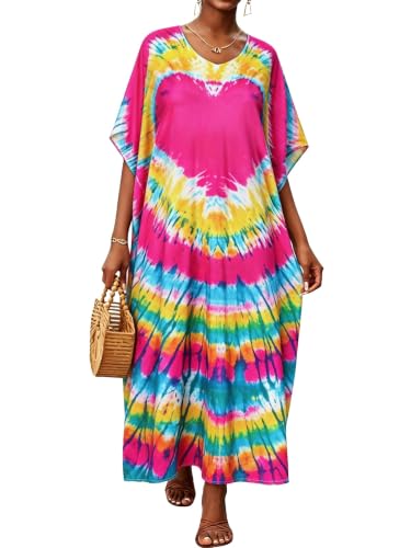 Image of Kaftan Dresses for Women V Neck Caftan Batwing Sleeve Swimsuit Cover Up