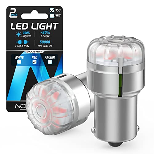 Novsight 1156 Led Brake Light Bulbs Turn Signal Light Bulb, 300% Extremely Bright 1141 1003 Tail Lights, Safer Driving 7506 Ba15S Led Bulb Replacement For Reverse Back Up Lights Bulb, Pack Of 2 (Red) #TOP2