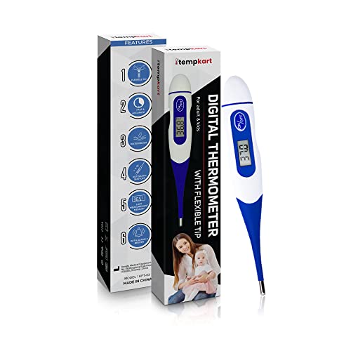 Image of Digital Fever Thermometer, Waterproof Rectal, Oral & Armpit Thermometer with Accurate and Fast Reading, Comfortable Fever Measurement for Babies, Children and Adults