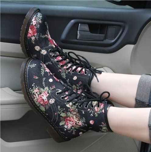 Retro Floral Flat Bottom mid top Boots4