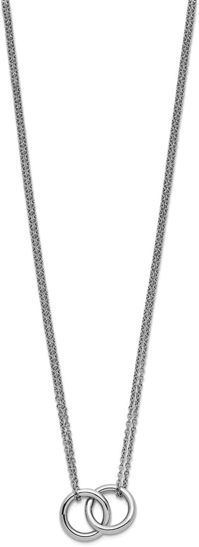 JewelryWeb 12.15mm Platinum Polished Two-strand Circle Link Necklace Strand Necklace for Women