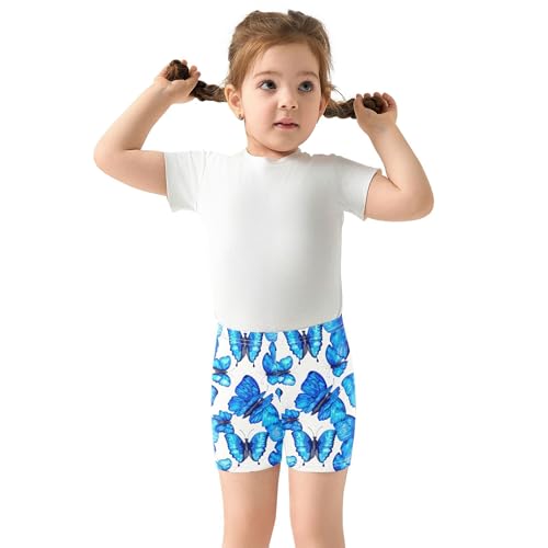 Blue Butterfly White Girls' Biker Shorts Toddler 4t Shorts Under Dress Cartoon Cotton Kids Clothes3