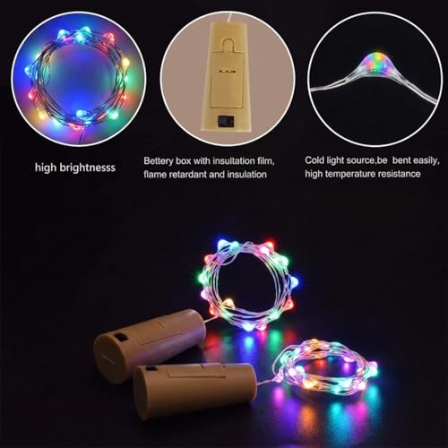 Image of Pack of 5 / 2Mtr / 20 LED's Battery Operated Wine Bottle Magic Fairy String /Strip Cork Light with Copper Wire for DIY Lights for Bottle, Indoor /Outdoor, Home Decoration Light